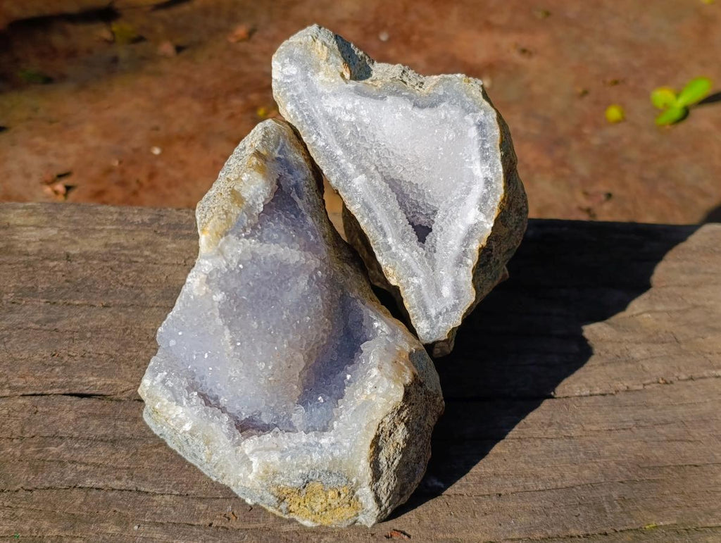 Natural Blue Lace Agate Specimens x 4 From Nsanje, Malawi - Toprock Gemstones and Minerals 