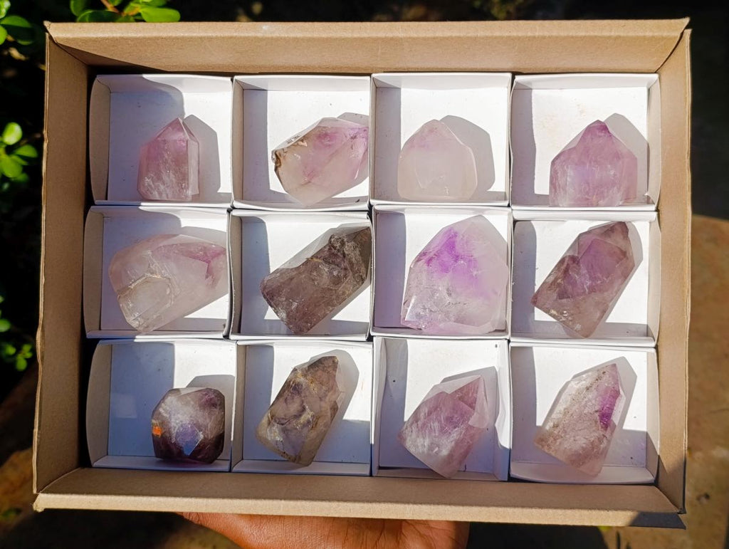 Natural Window Amethyst Crystals x 12 From Ambatondrazaka, Madagascar - Toprock Gemstones and Minerals 