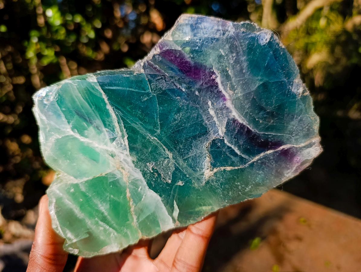Polished One Side Watermelon Fluorite Slices x 2 From Uis, Namibia - Toprock Gemstones and Minerals 
