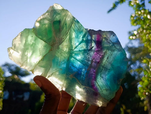 Polished One Side Watermelon Fluorite Slices x 2 From Uis, Namibia - Toprock Gemstones and Minerals 