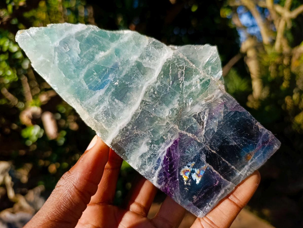 Polished One Side Watermelon Fluorite Slices x 2 From Uis, Namibia - Toprock Gemstones and Minerals 
