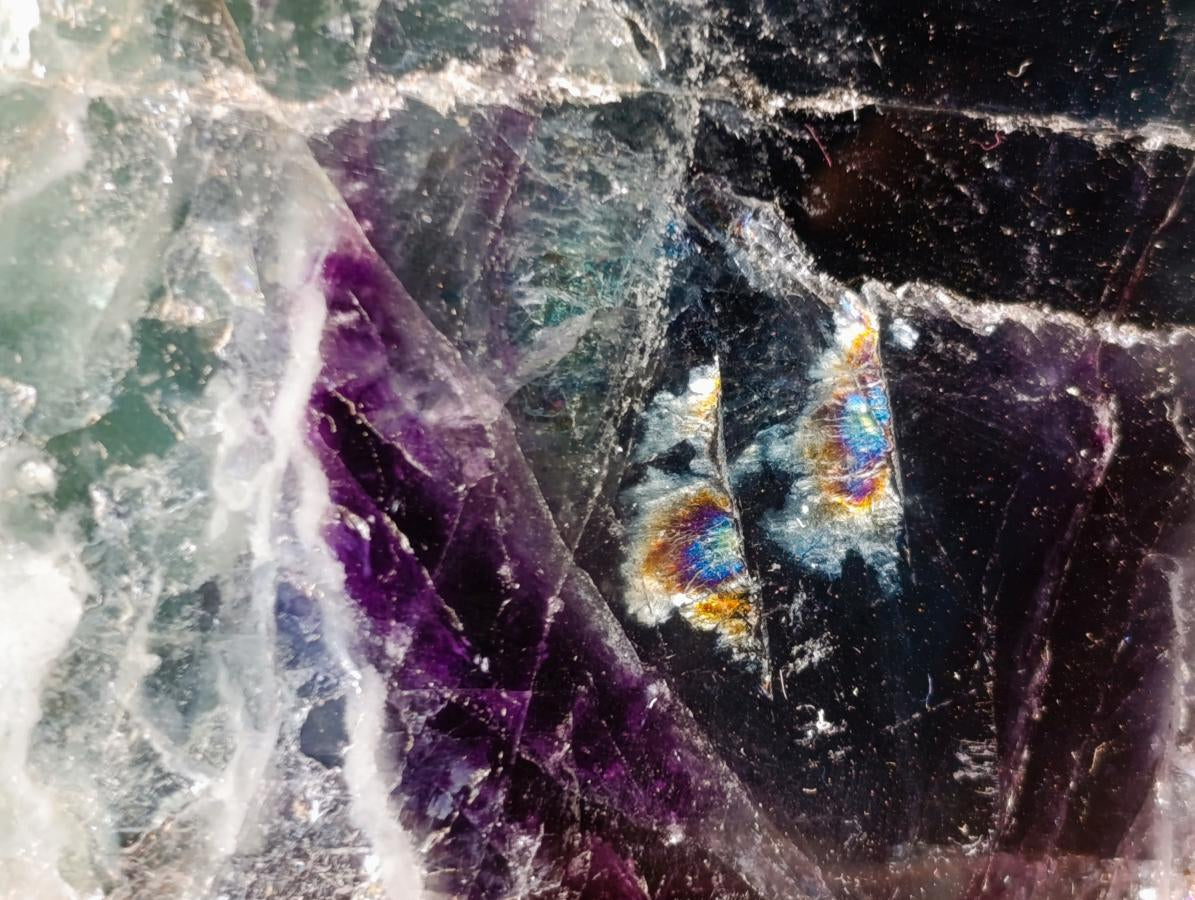 Polished One Side Watermelon Fluorite Slices x 2 From Uis, Namibia - Toprock Gemstones and Minerals 