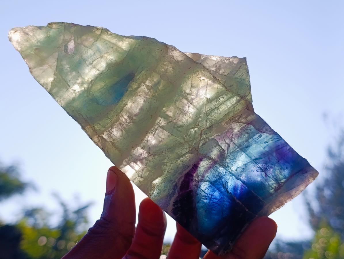 Polished One Side Watermelon Fluorite Slices x 2 From Uis, Namibia - Toprock Gemstones and Minerals 