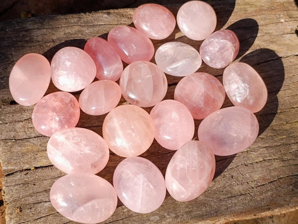 Polished Gemmy Rose Quartz Palm Stones x 20 From Madagascar - Toprock Gemstones and Minerals 