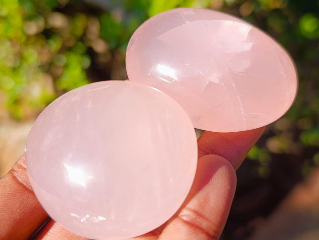 Polished Gemmy Rose Quartz Palm Stones x 20 From Madagascar - Toprock Gemstones and Minerals 