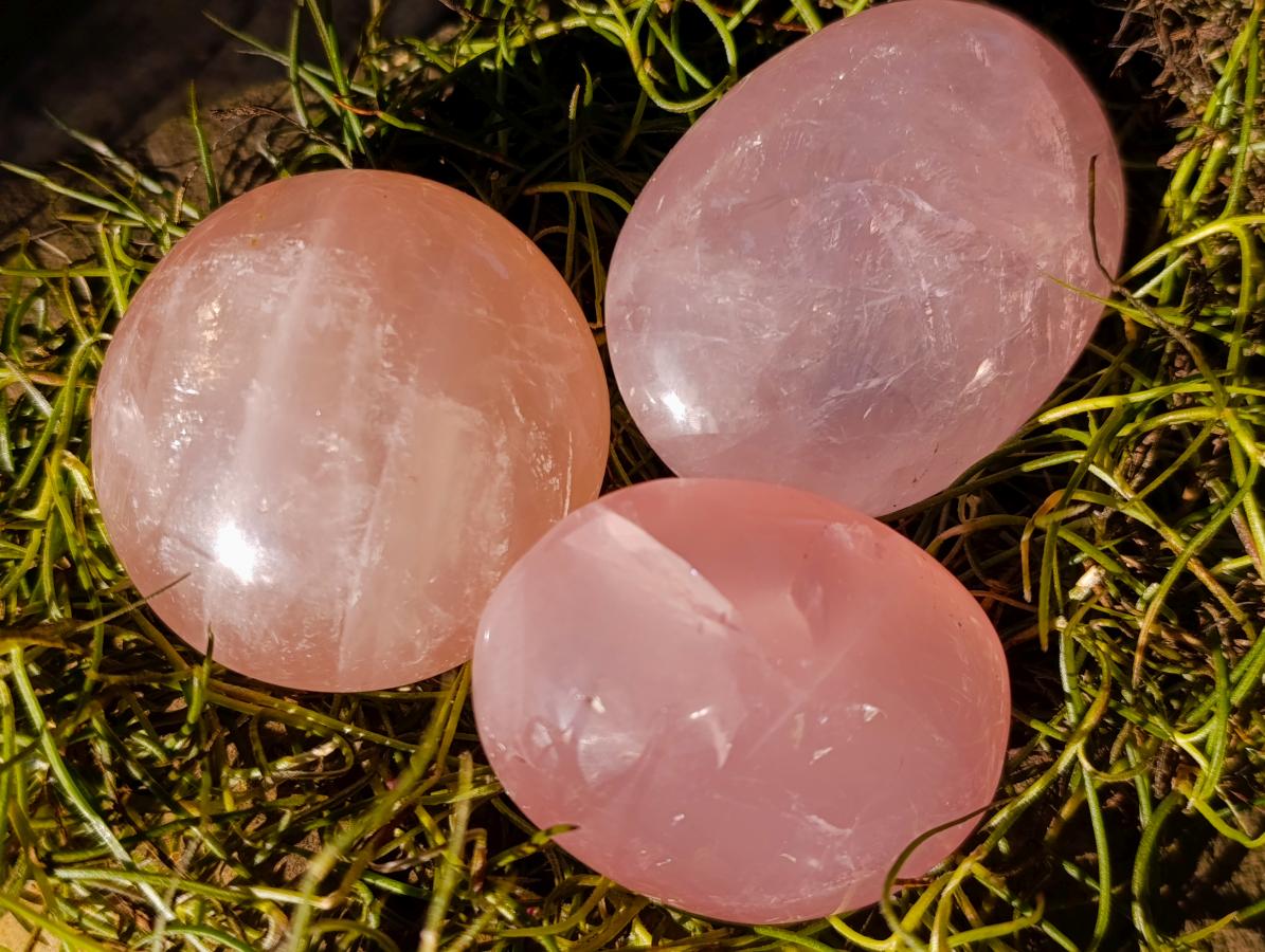 Polished Gemmy Rose Quartz Palm Stones x 20 From Madagascar - Toprock Gemstones and Minerals 