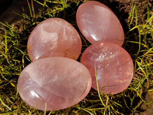 Polished Gemmy Rose Quartz Palm Stones x 20 From Madagascar - Toprock Gemstones and Minerals 