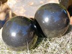 Polished Black Basalt Spheres x 2 From Madagascar - Toprock Gemstones and Minerals 