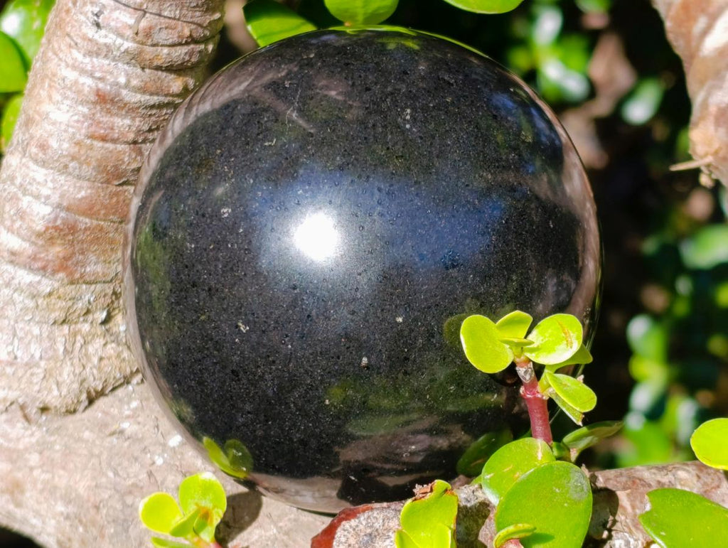 Polished Black Basalt Spheres x 2 From Madagascar - Toprock Gemstones and Minerals 