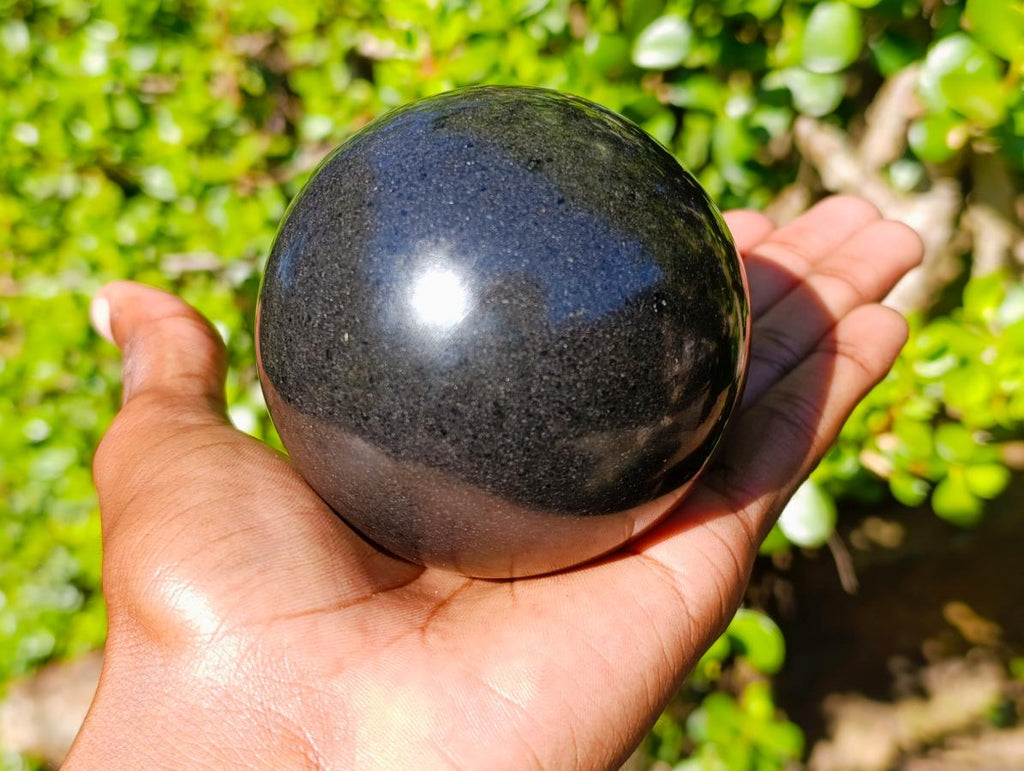 Polished Black Basalt Spheres x 2 From Madagascar - Toprock Gemstones and Minerals 