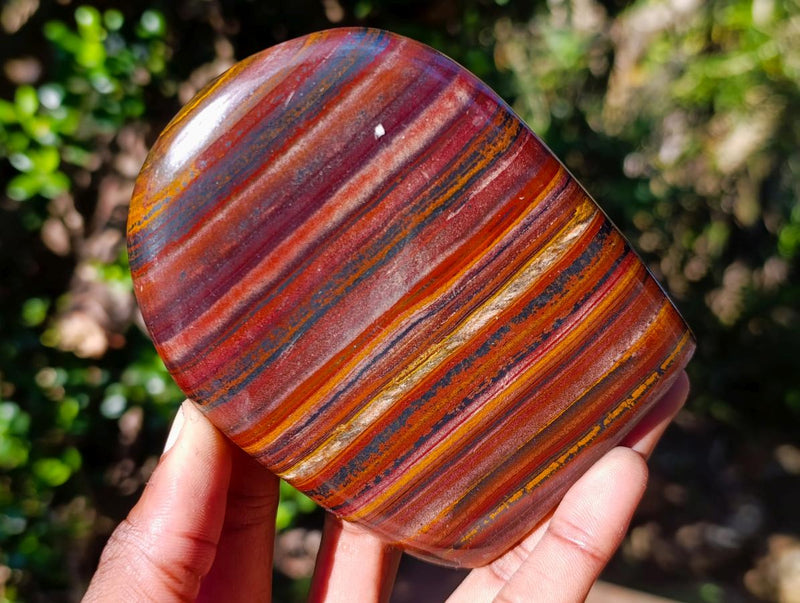 Polished Banded Tiger Iron Standing Display Pieces x 3 From South Africa - Toprock Gemstones and Minerals 