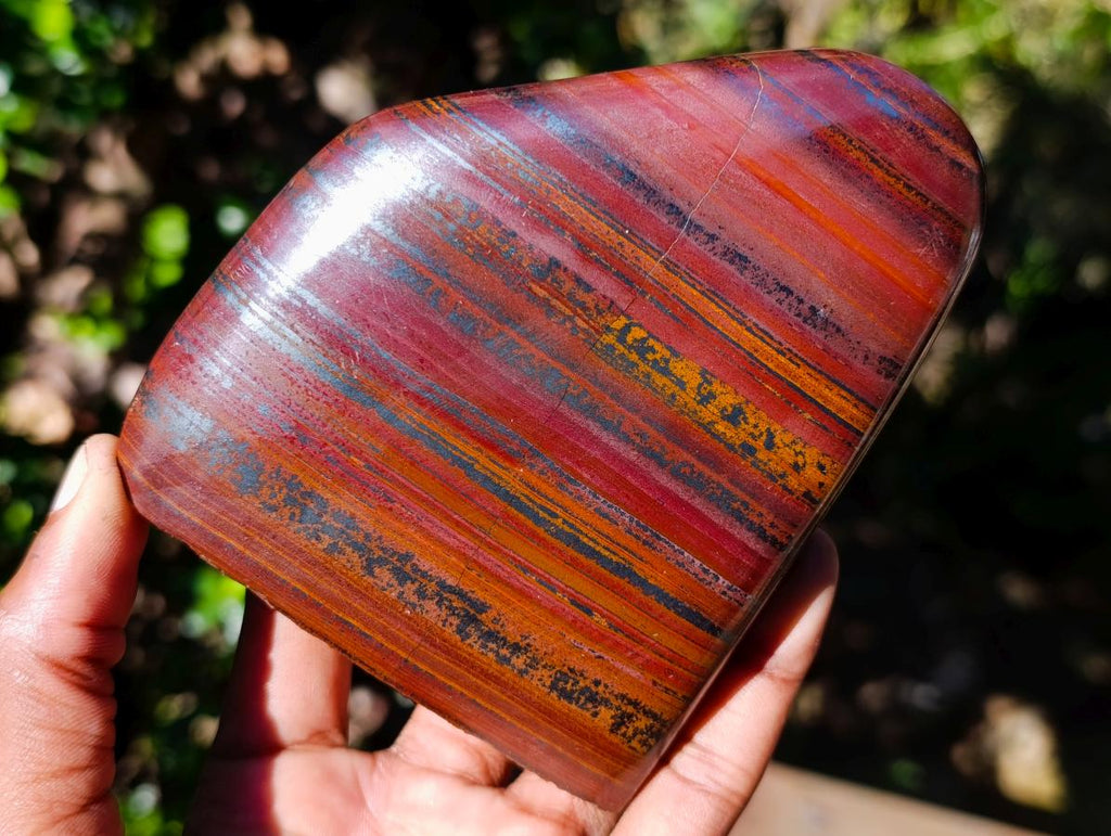 Polished Banded Tiger Iron Standing Display Pieces x 3 From South Africa - Toprock Gemstones and Minerals 