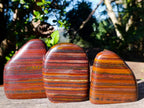 Polished Banded Tiger Iron Standing Display Pieces x 3 From South Africa - Toprock Gemstones and Minerals 