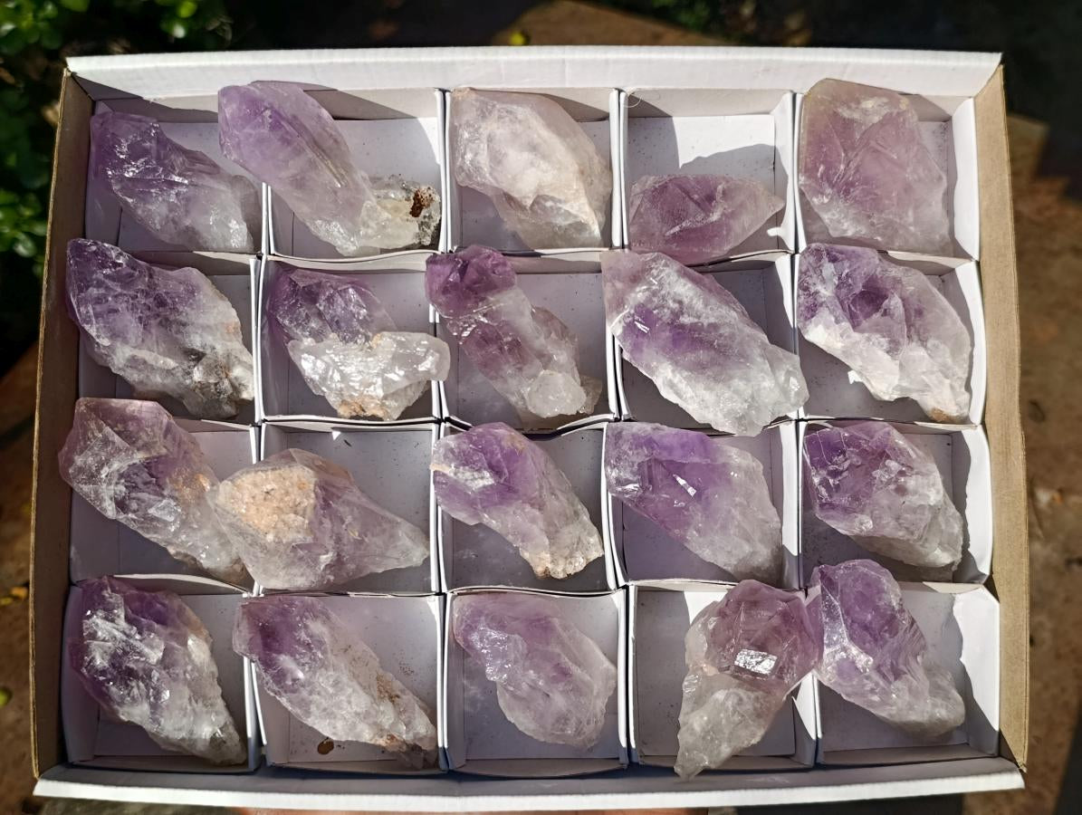 Natural Jacaranda Amethyst Single Crystals x 20 From Mumbwa, Zambia - Toprock Gemstones and Minerals 