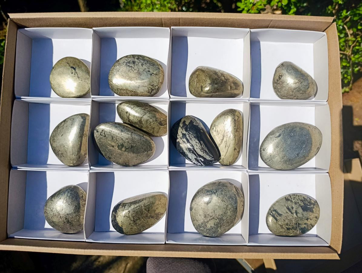 Polished Basalt Pharaoh Stone Galets x 14 From Iron Duke Mine, Zimbabwe - Toprock Gemstones and Minerals 