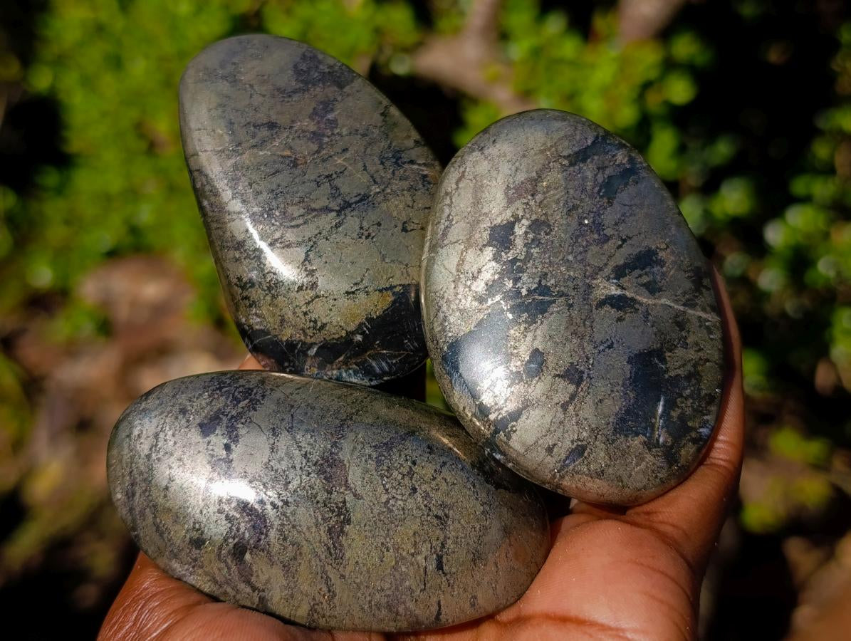 Polished Basalt Pharaoh Stone Galets x 14 From Iron Duke Mine, Zimbabwe - Toprock Gemstones and Minerals 