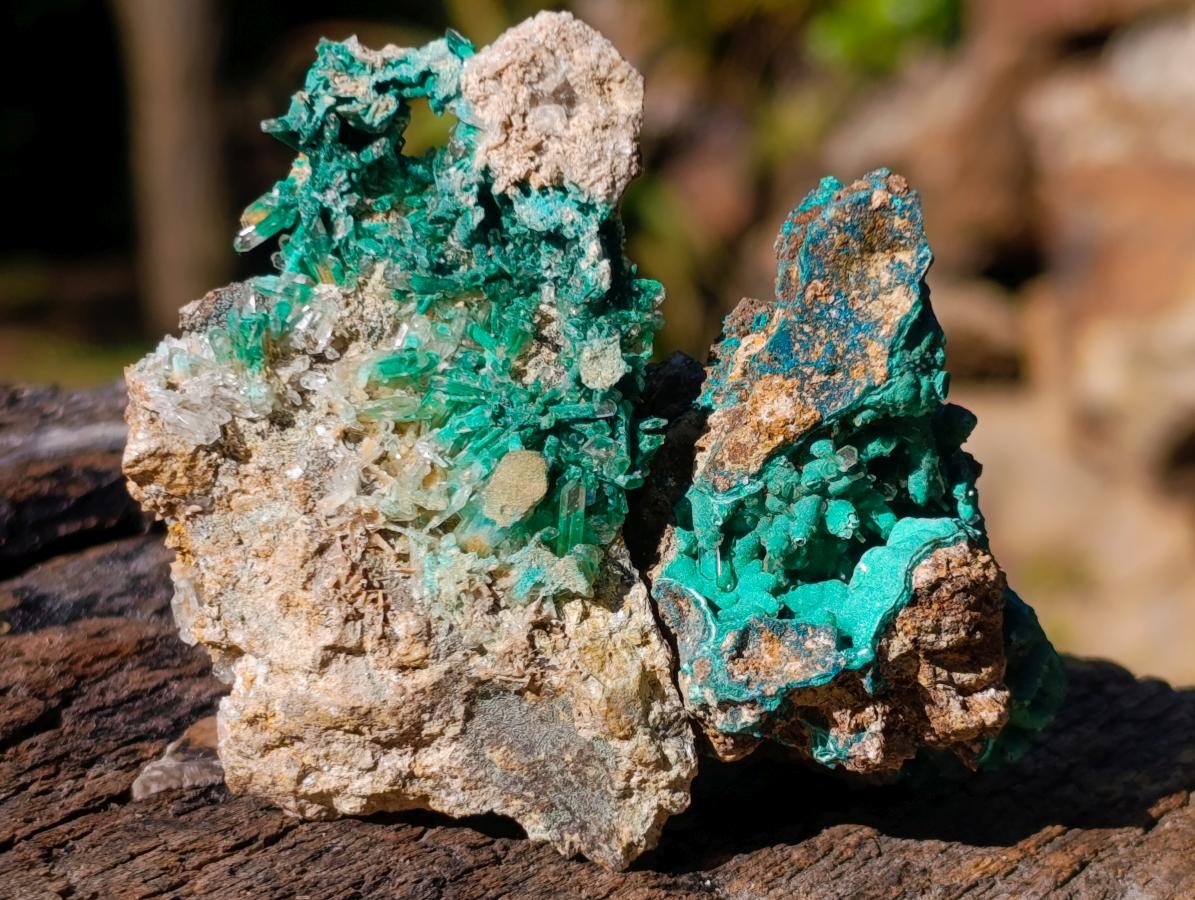 Natural Rare Bladed Barite Specimens with Malachite x 7 From Congo - Toprock Gemstones and Minerals 