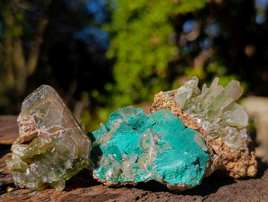 Natural Rare Bladed Barite Specimens with Malachite x 7 From Congo - Toprock Gemstones and Minerals 