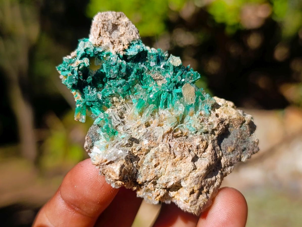 Natural Rare Bladed Barite Specimens with Malachite x 7 From Congo - Toprock Gemstones and Minerals 