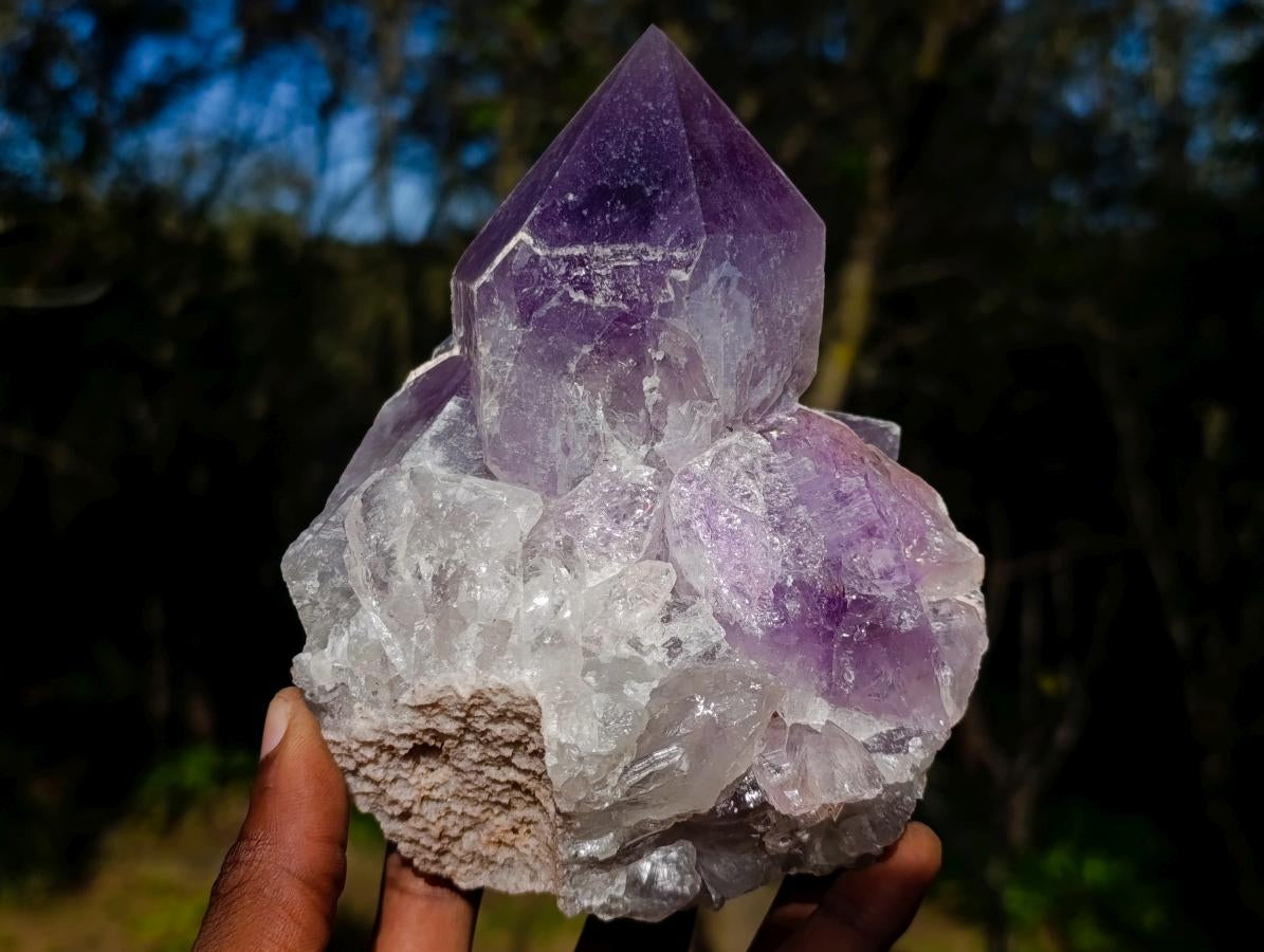 Natural Jacaranda Amethyst Crystal and Cluster x 2 From Mumbwa, Zambia - Toprock Gemstones and Minerals 