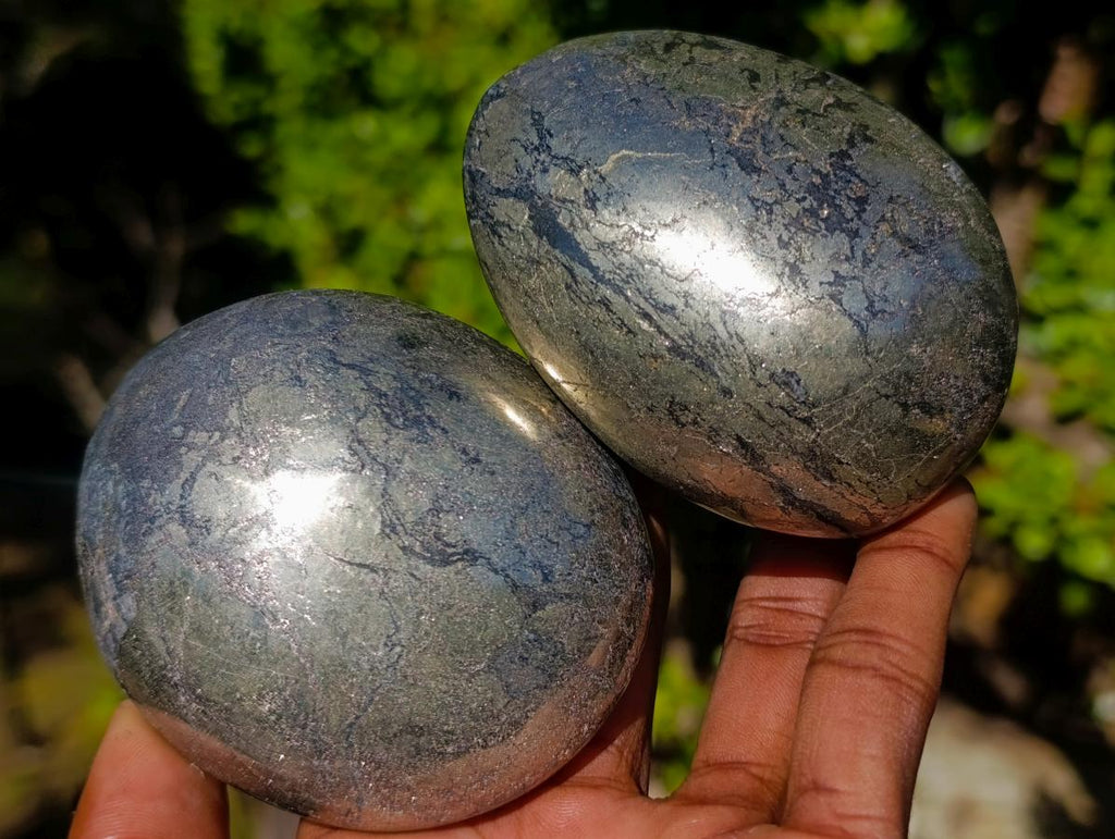 Polished XL Basalt Pharaoh Stone Galets x 3 From Iron Duke Mine, Zimbabwe - Toprock Gemstones and Minerals 