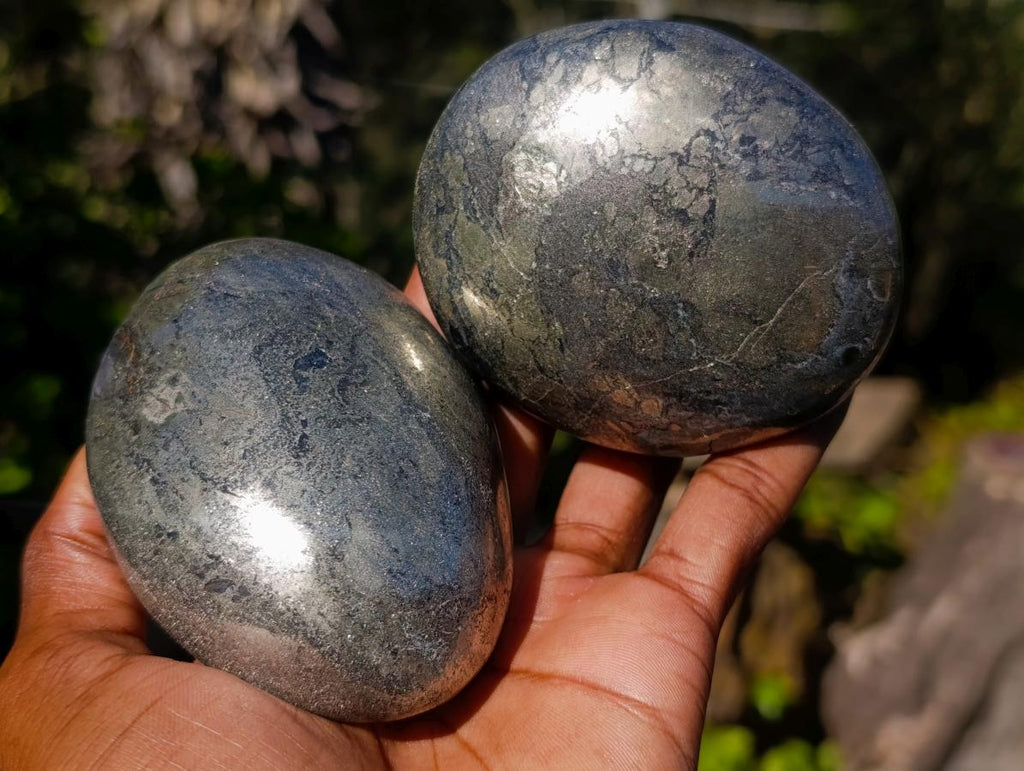 Polished XL Basalt Pharaoh Stone Galets x 3 From Iron Duke Mine, Zimbabwe - Toprock Gemstones and Minerals 