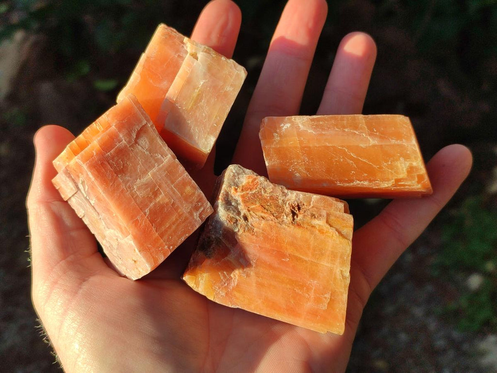 Natural Rhombohedral Sunset Orange Calcite Specimens x 24 From Spitzkop, Namibia - Toprock Gemstones and Minerals 