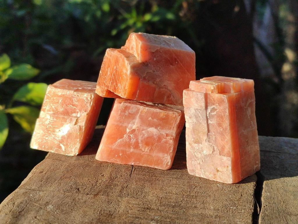 Natural Rhombohedral Sunset Orange Calcite Specimens x 24 From Spitzkop, Namibia - Toprock Gemstones and Minerals 