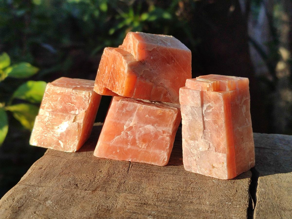 Natural Rhombohedral Sunset Orange Calcite Specimens x 24 From Spitzkop, Namibia - Toprock Gemstones and Minerals 
