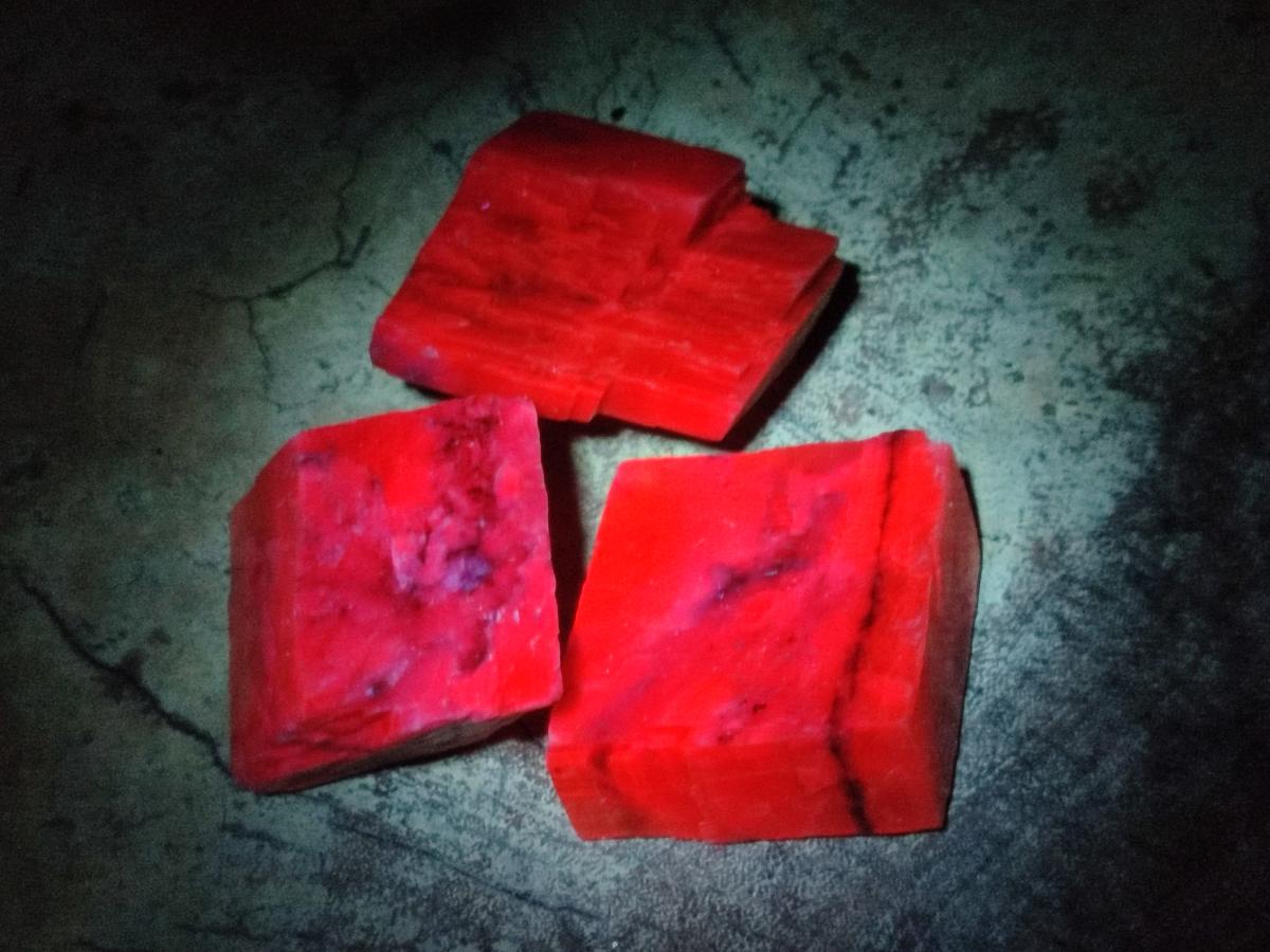 Natural Rhombohedral Sunset Orange Calcite Specimens x 24 From Spitzkop, Namibia - Toprock Gemstones and Minerals 