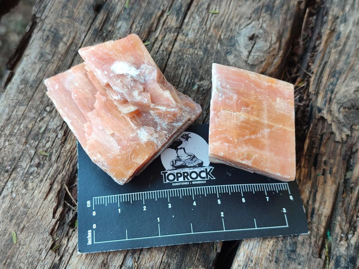 Natural Rhombohedral Sunset Orange Calcite Specimens x 24 From Spitzkop, Namibia - Toprock Gemstones and Minerals 