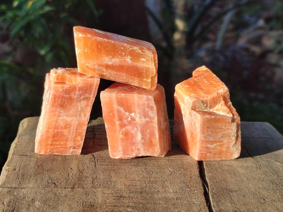 Natural Rhombohedral Sunset Orange Calcite Specimens x 24 From Spitzkop, Namibia - Toprock Gemstones and Minerals 