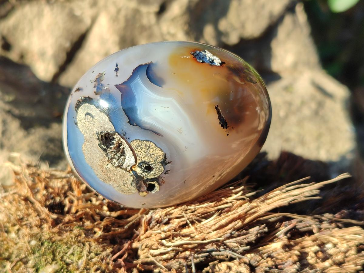Polished Banded Agate Galets x 24 From Madagascar - Toprock Gemstones and Minerals 