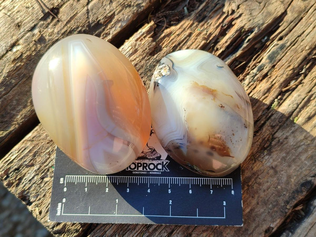 Polished Banded Agate Galets x 24 From Madagascar - Toprock Gemstones and Minerals 