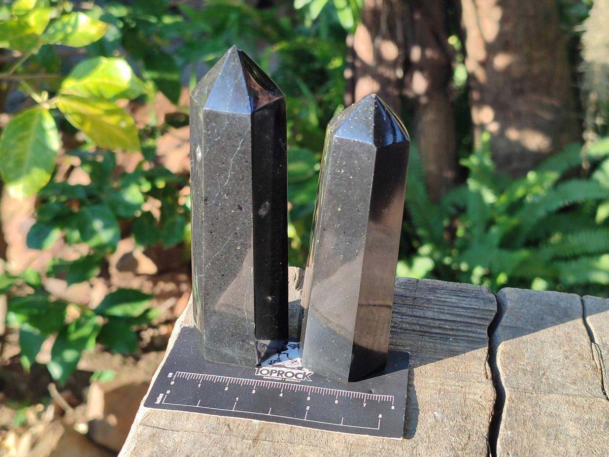 Polished Black Basalt Display Crystal Points x 8 From Madagascar - Toprock Gemstones and Minerals 