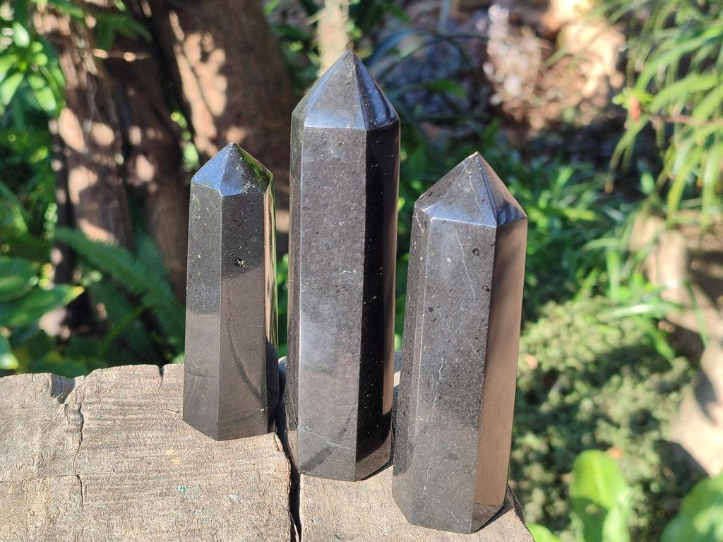 Polished Black Basalt Display Crystal Points x 8 From Madagascar - Toprock Gemstones and Minerals 
