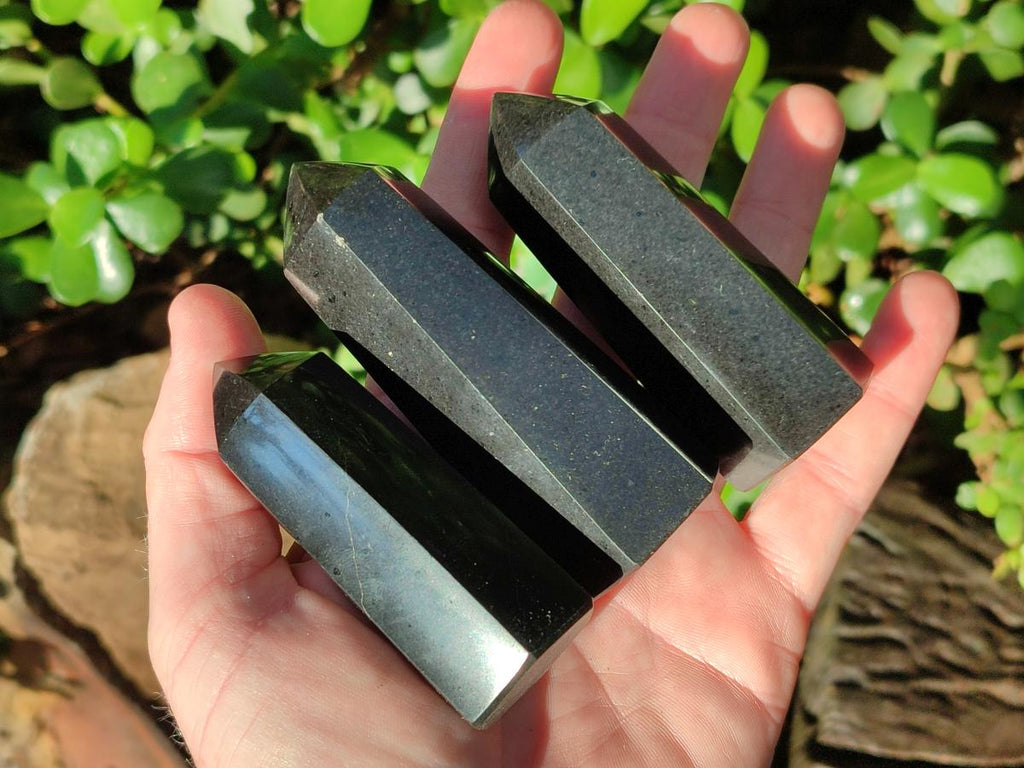 Polished Black Basalt Display Crystal Points x 8 From Madagascar - Toprock Gemstones and Minerals 