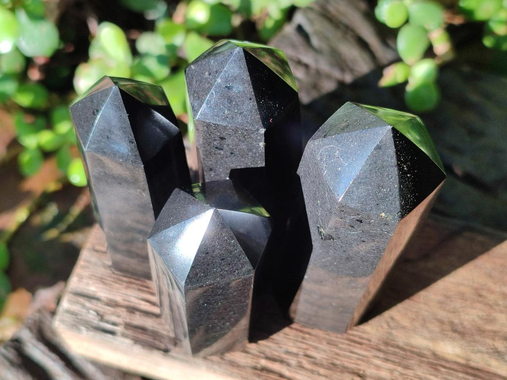Polished Black Basalt Display Crystal Points x 8 From Madagascar - Toprock Gemstones and Minerals 