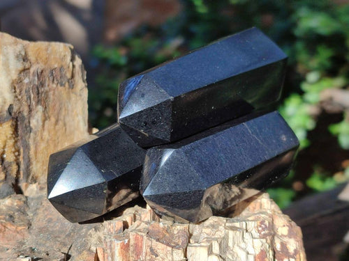 Polished Black Basalt Display Crystal Points x 8 From Madagascar - Toprock Gemstones and Minerals 