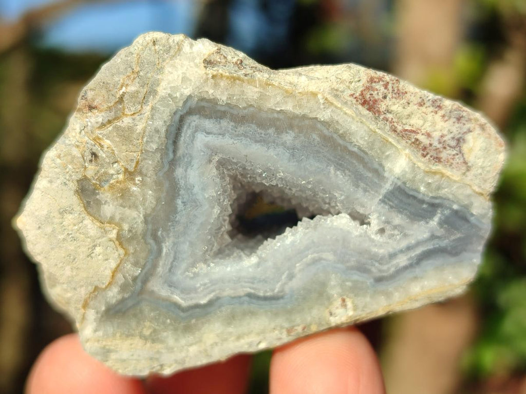 Polished On One Side Blue Lace Agate Geodes x 12 From Nsanje, Malawi - Toprock Gemstones and Minerals 