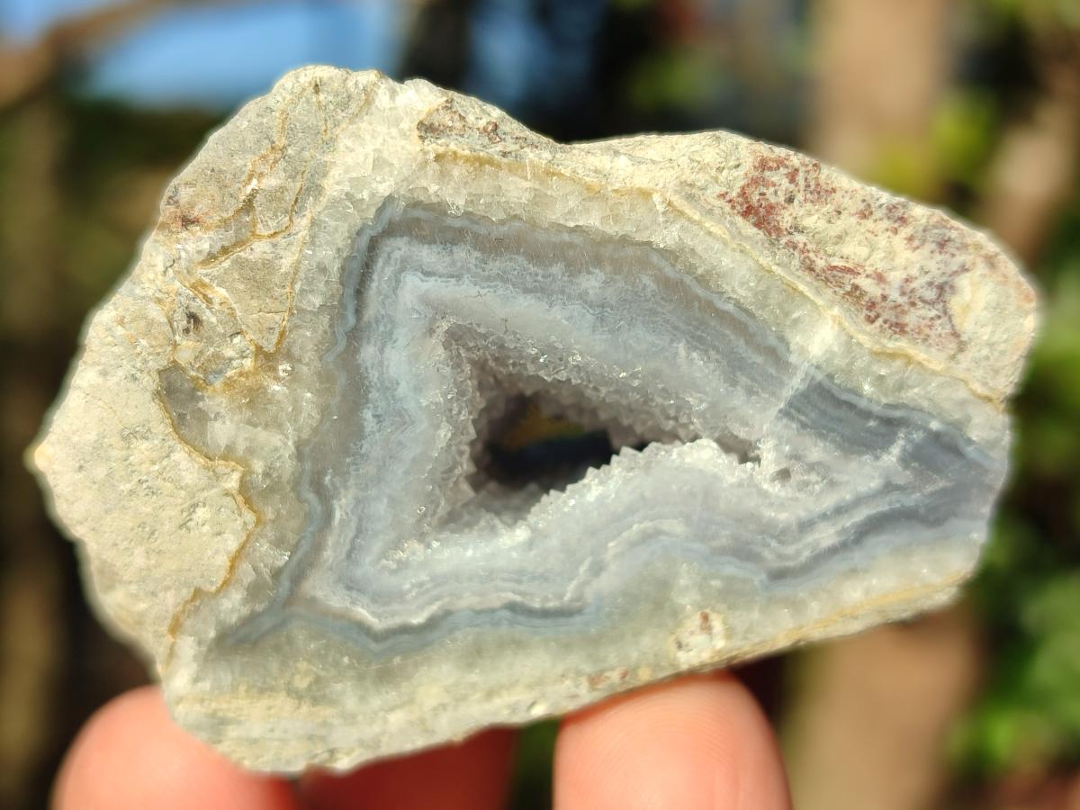 Polished On One Side Blue Lace Agate Geodes x 12 From Nsanje, Malawi - Toprock Gemstones and Minerals 