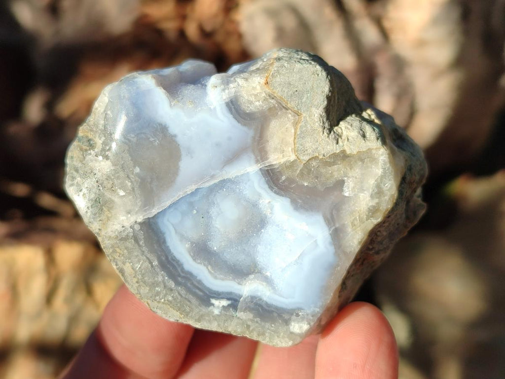 Polished On One Side Blue Lace Agate Geodes x 12 From Nsanje, Malawi - Toprock Gemstones and Minerals 