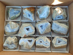 Polished On One Side Blue Lace Agate Geodes x 12 From Nsanje, Malawi - Toprock Gemstones and Minerals 