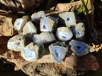Polished On One Side Blue Lace Agate Geodes x 12 From Nsanje, Malawi - Toprock Gemstones and Minerals 