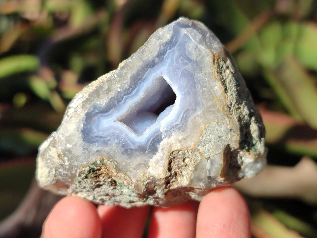 Polished On One Side Blue Lace Agate Geodes x 12 From Nsanje, Malawi - Toprock Gemstones and Minerals 