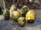 Polished Green Opal Standing Display Pieces x 6 From Betroka, Madagascar - Toprock Gemstones and Minerals 