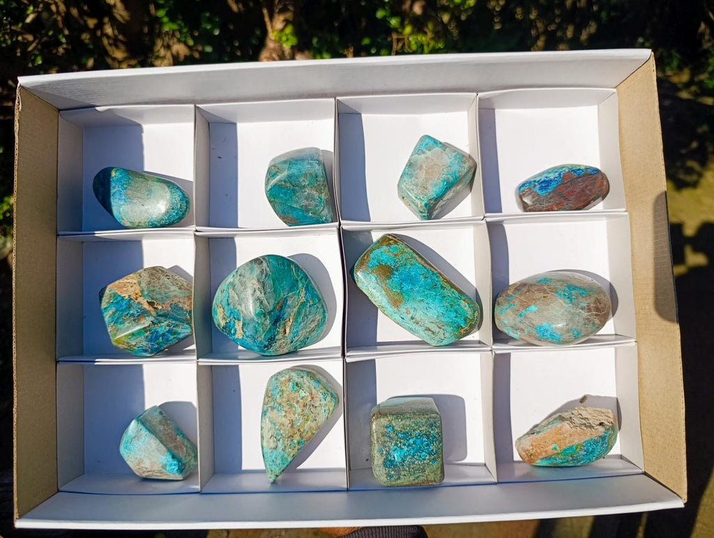 Polished Shattuckite Free Forms x 12 From Kaokoveld, Namibia - Toprock Gemstones and Minerals 