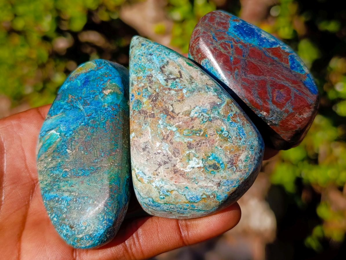 Polished Shattuckite Free Forms x 12 From Kaokoveld, Namibia - Toprock Gemstones and Minerals 