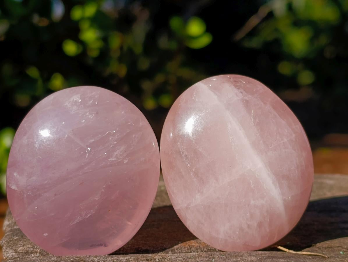 Polished Gemmy Rose Quartz Palm Stones x 35 From Madagascar - Toprock Gemstones and Minerals 