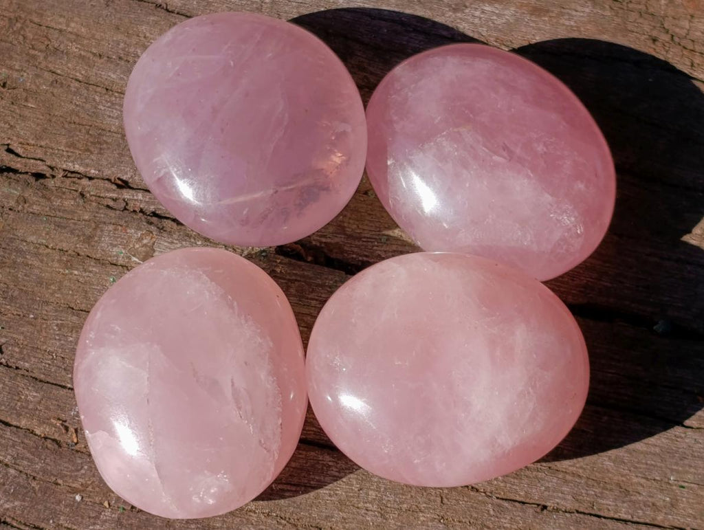 Polished Gemmy Rose Quartz Palm Stones x 35 From Madagascar - Toprock Gemstones and Minerals 